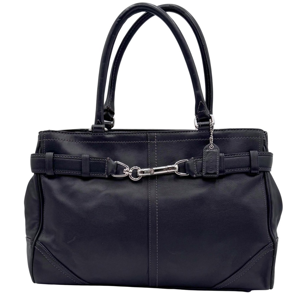 Coach Classic Black Leather Tote Bag